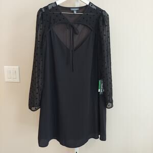 NWT ModCloth After the Aria Shift Dress Large Tie Neck Sheer Sleeve Whimsigoth